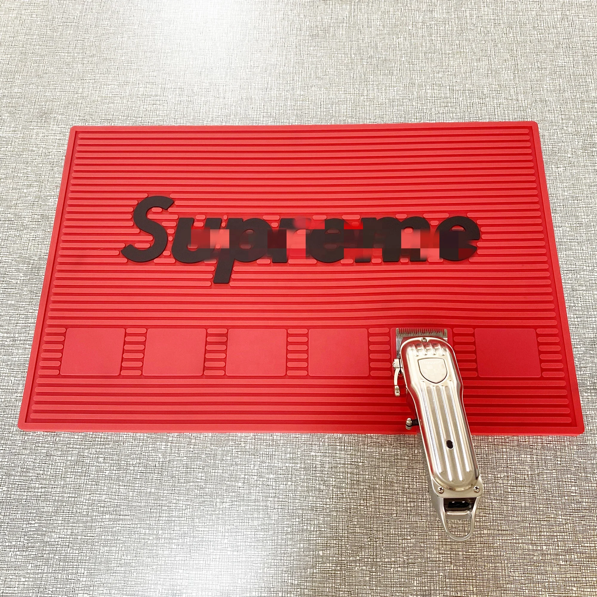 custom brand logo soft pvc rubber PVC barber mat  with magnet eco-friendly  magnetic  barber mat for barber shop