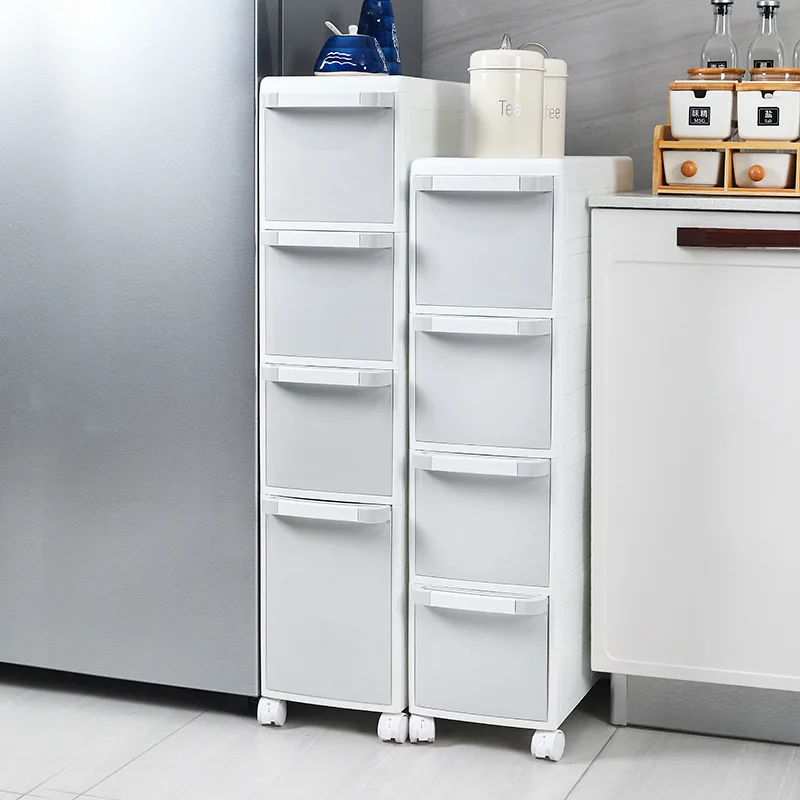 Clamping storage cabinet Drawer-style Clamping cabinet plastic toilet ultra-narrow kitchen storage gap sandwich rack