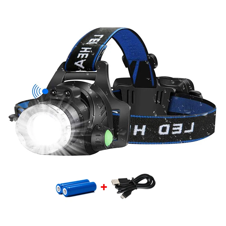 Outdoor Waterproof USB Rechargeable LED Head Light Sensor Headlamp, Tactical Headlight Led Head Lamp