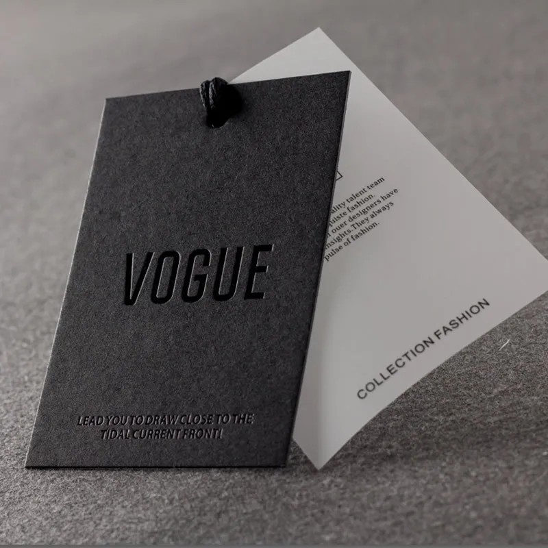 Custom Luxury Silver Foil Stamping Hangtags Apparel Bag Clothing Swing Shoe Tags Black Card Hang Tags Garment Labels