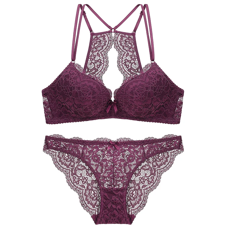 
Sexy lace bra suit Wire Free French bra with beautiful back and close underwear 