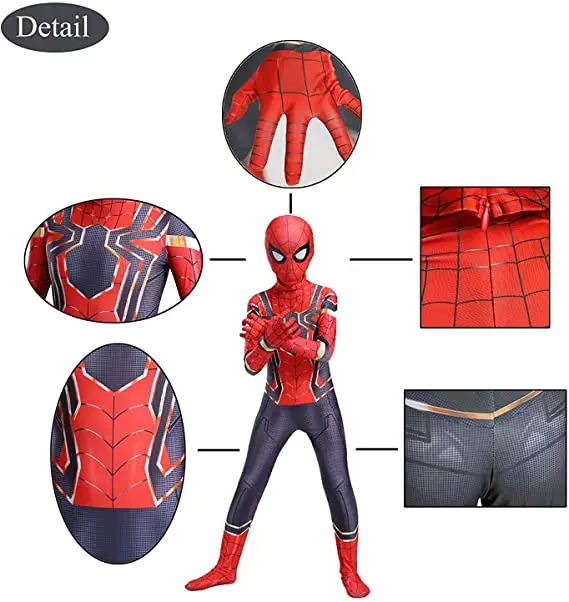 Spiderman Cosplay Children Disfraz De Spider-Man Suit Fancy Jumpsuit Spandex 3D Cosplay Clothing Red Spiderman Costume For Kids