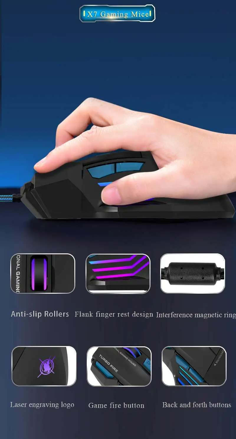 Hot Sale Professional Wired Gaming Mouse Optical Usb Computer Mouse Gamer Mice X7