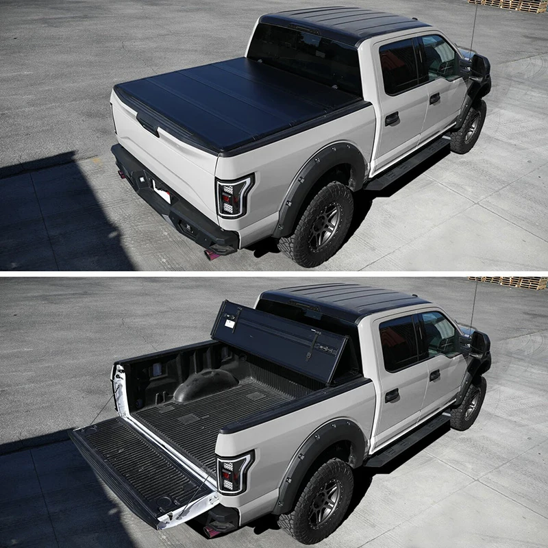 4x4 Pickup Aluminum Hard Quadfold Quad Fold Quad-fold Truck Bed Tonneau Cover for Dodge Ram 1500 2500 GMC Sierra F-150 Raptor