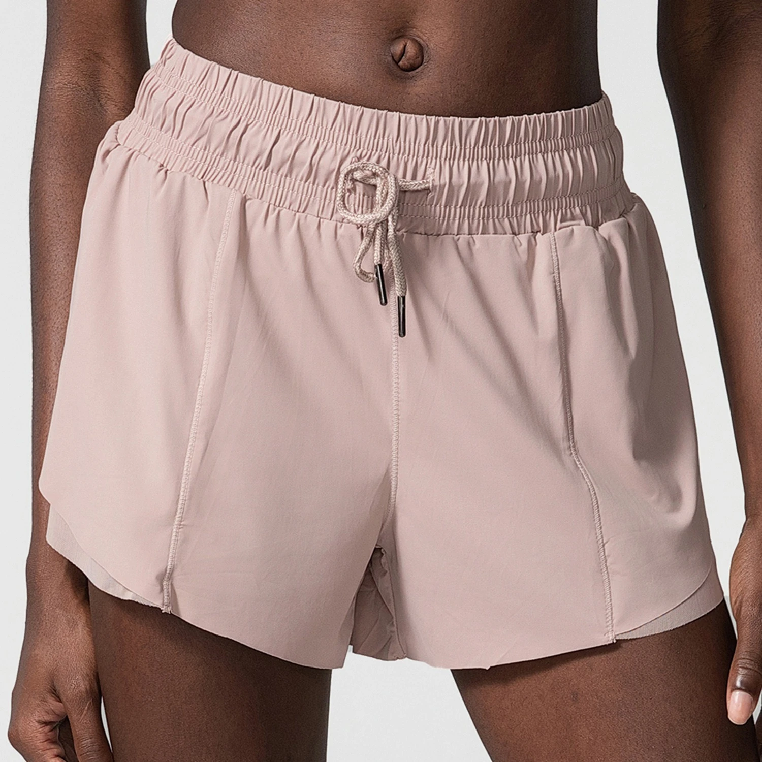 2024 Custom Logo 2 Piece Nude Feeling Women Yoga Shorts Fitness Workout Running Gym Wear Sports Yoga Shorts With Pocket