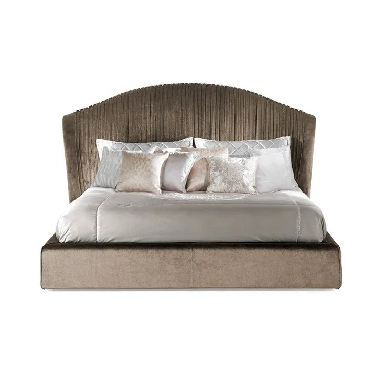 Modern Simple Design Wooden Double Bedroom Bed King Size antique velvet bed