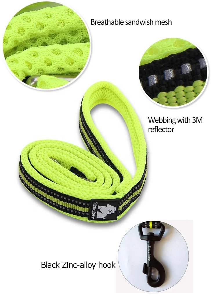 Truelove wholesale nylon pet leash reflective adjustable soft no pull outdoor accessories large dog leash
