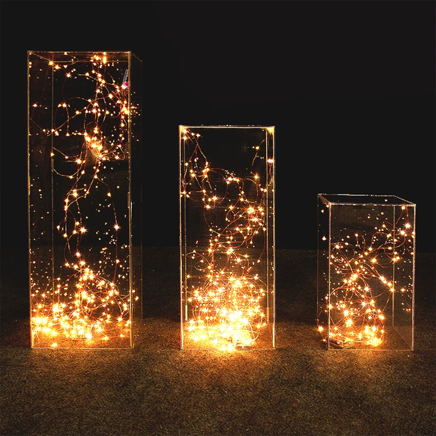 Acrylic Clear Square Pillar Wedding Roadway Decoration Props High Quality Custom Flower Stand