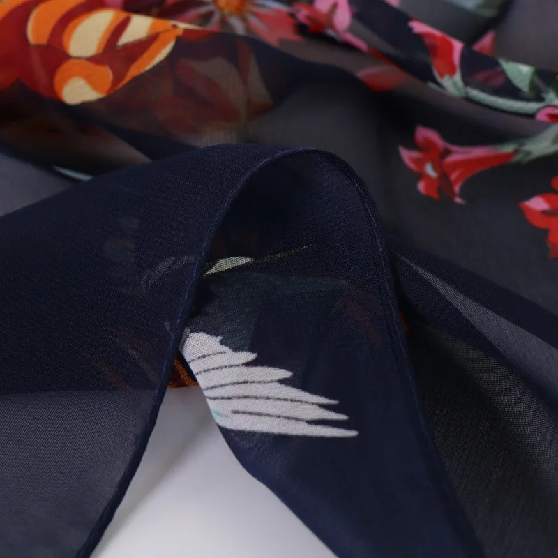 Elegant Chinese Style Chiffon Printing Brand Gift Silk Scarf Fashion Muslim Women Collar Hijab Scarf