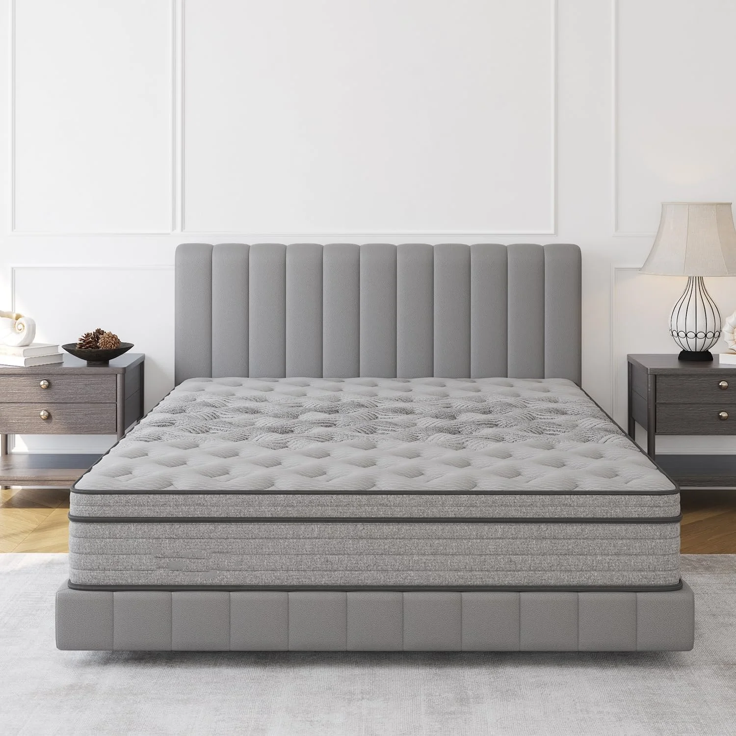 King Queen Mattress Bamboo Charcoal Memory Foam for Cool Sleep Pressure Relief Hypoallergenic Foam Mattress Bed in a Box