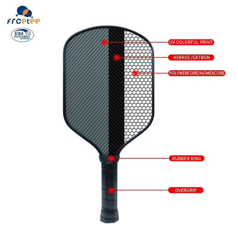 2024 Popular Customizable Manufacturer kevlar Surface gray  PP Honeycomb Kevlar Pickleball Paddle