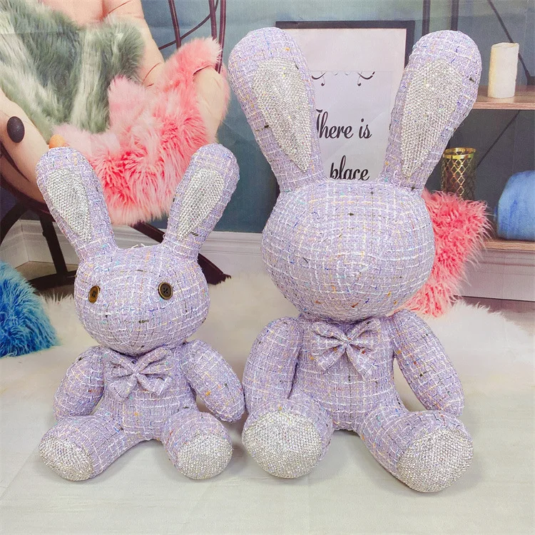 Rabbit Bunny Birthday Gift Party Easter Decoration Cute Little White PU Leather Rabbit Plush Toys