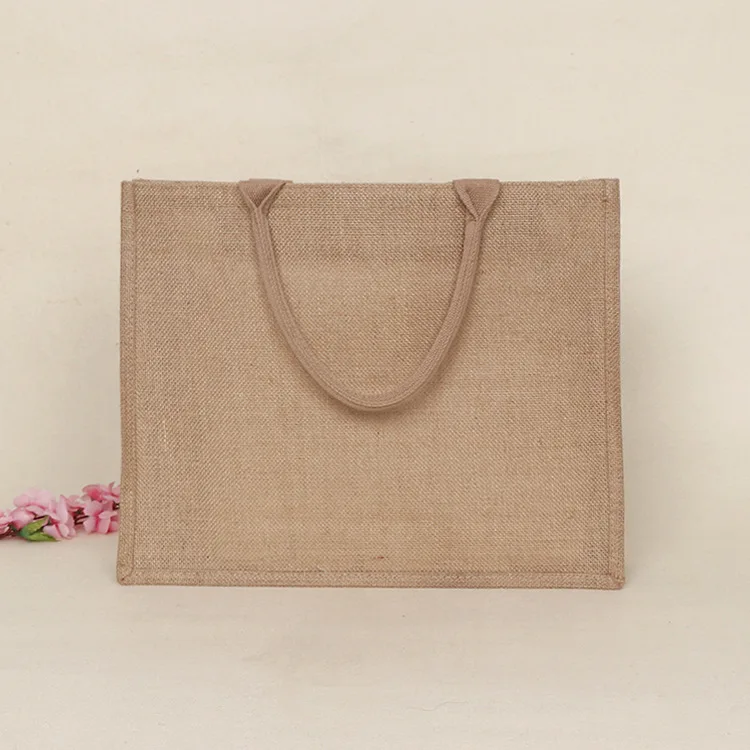 Factory wholesale reusable shopping jute tote bag with zipper