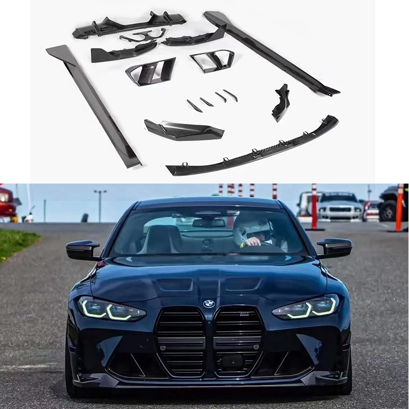 Runde Top Quality Dry Carbon Fiber Body Kit For BMW M3 M4 G82 G83 Modify M-Performance Front Lip Grille Tuyere Side Skirts