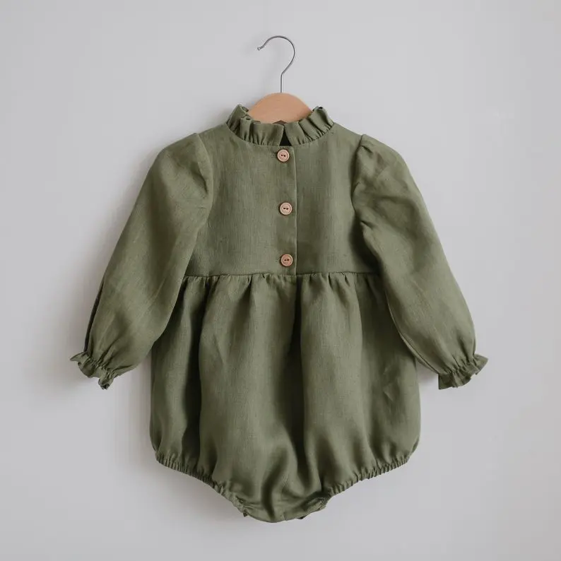 
Hot sale Infant & Toddler Age Group New Arrival Long sleeve Romper Popular Confy Linen cotton Baby Romper 