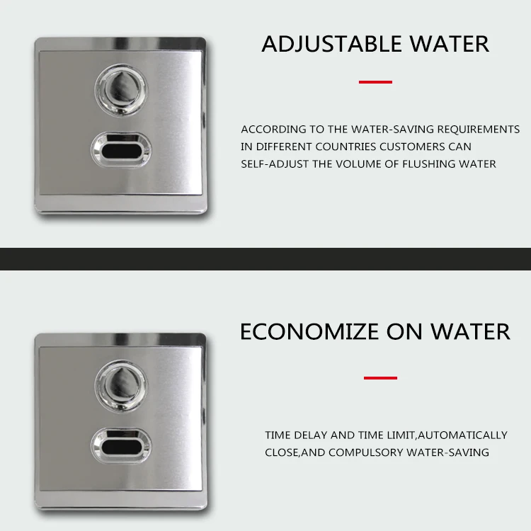 Laser logo printing production concealed  toilet urinal sensor flush panel valve with button AC+DC