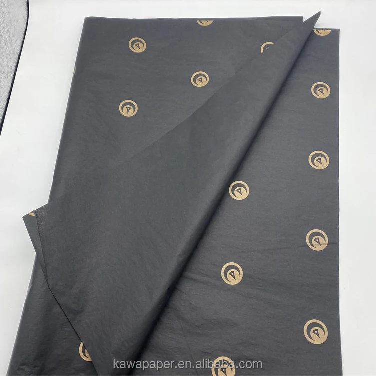 Custom Logo Luxury Packing Black Golden Gift Silk Wrapping Tissue Paper