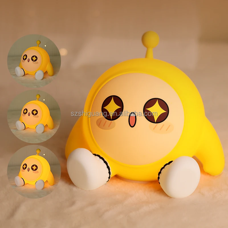 Wholesale Cute Cartoon EGGY Soft Silicone LED USB Rechargeable Night Lamp for Kids Bedroom Gift