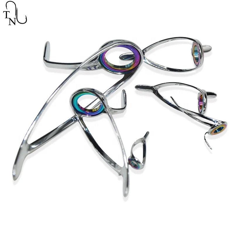TN11 6PCS Mixed Size Stainless Steel Fishing Rod Guide Repair Kit Guides Eyes Sets Ceramic Ring Fishing Rod Building Repair Kit
