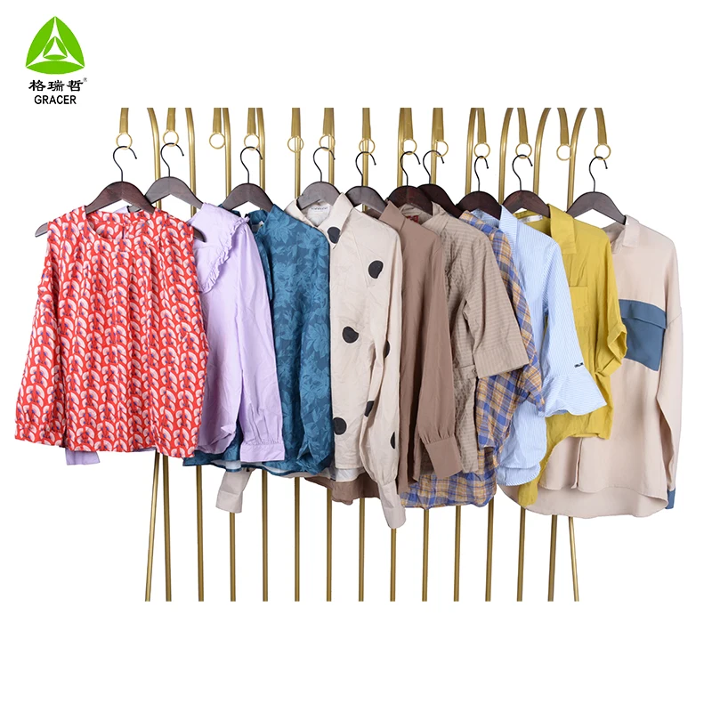 Spanish style Stock Used Clothes In London Ladies Cotton Blouse