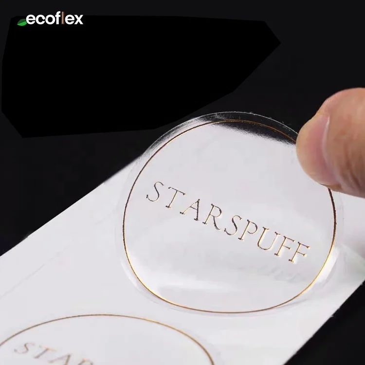 Customized Rose Gold Foil Logo Clear PVC Private Label Stamping Sticker With Trademark