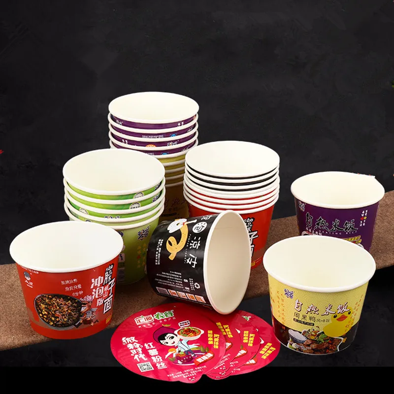 Customized Printing White Paper Single Wall Double Wall Fast Food Ramen Instant Noodles Packaging Soup Cup Craft Paper PE Lined