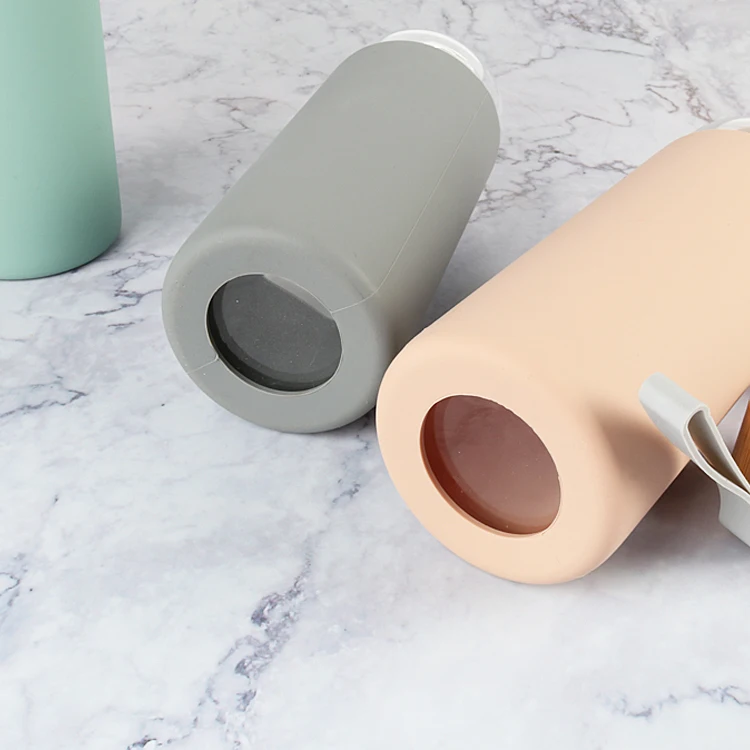 Microwave Safe Heat Resistant Glass Water Bottle Leakproof Bamboo Lid