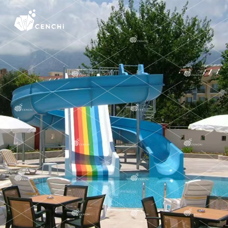 Cenchi Commercial Resort Hotel Water Park Equipment Fiberglass Slides Rainbow Slide Aqua Park Swimming Pool Slides for Kids