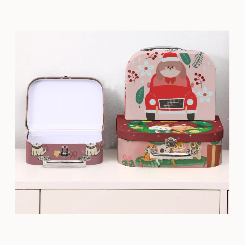 Custom New Design Lovely Children Toys Christmas Season Gift storage box paper suitcase Collection packaging box Store photos