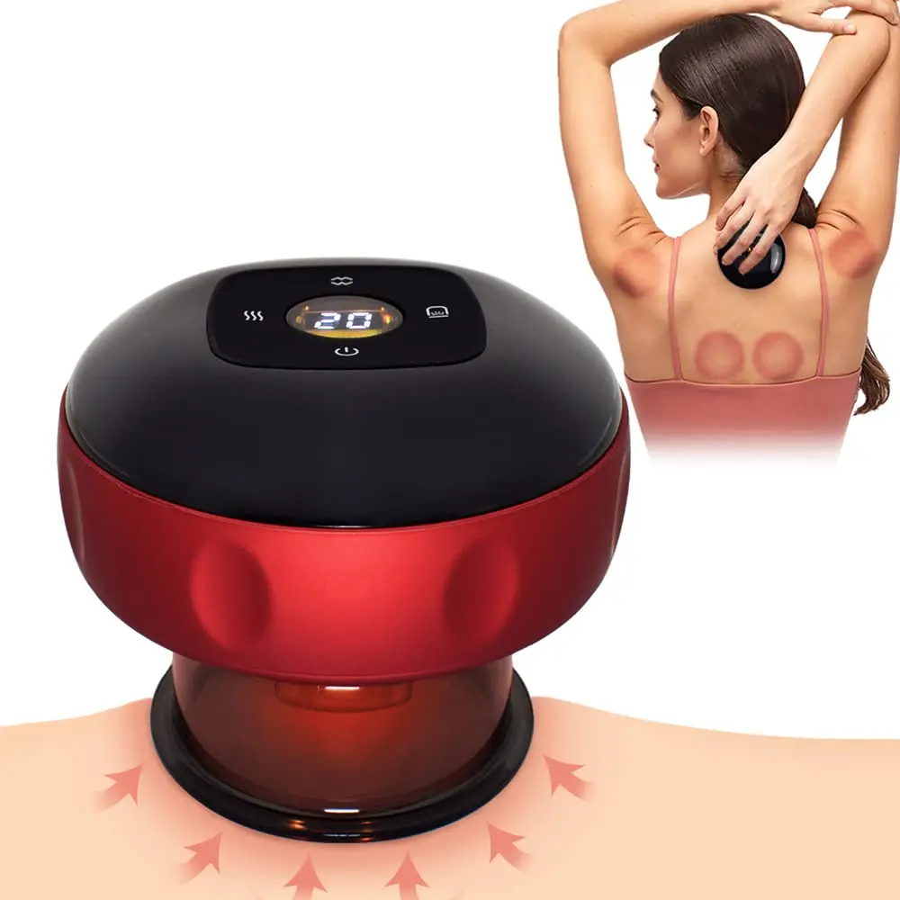Smart Cupping Therapy Massager with Red Light Therapy 12 Levels Temperature & Suction for Targeted Pain Relief, Knots