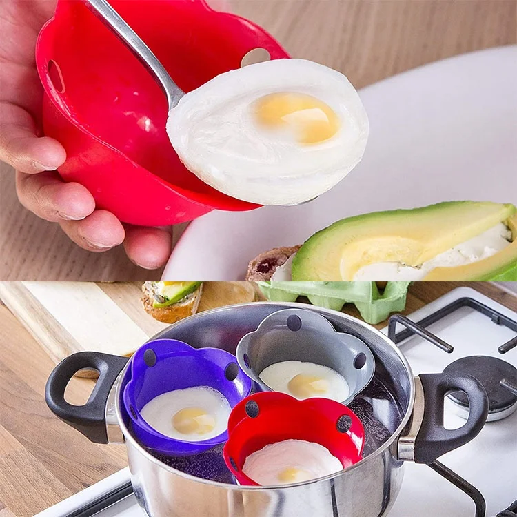 Easy Release and Cleaning Silicone Poached Egg Cup with Ring Standers,Microwave Egg Poachers ,egg cooker mold