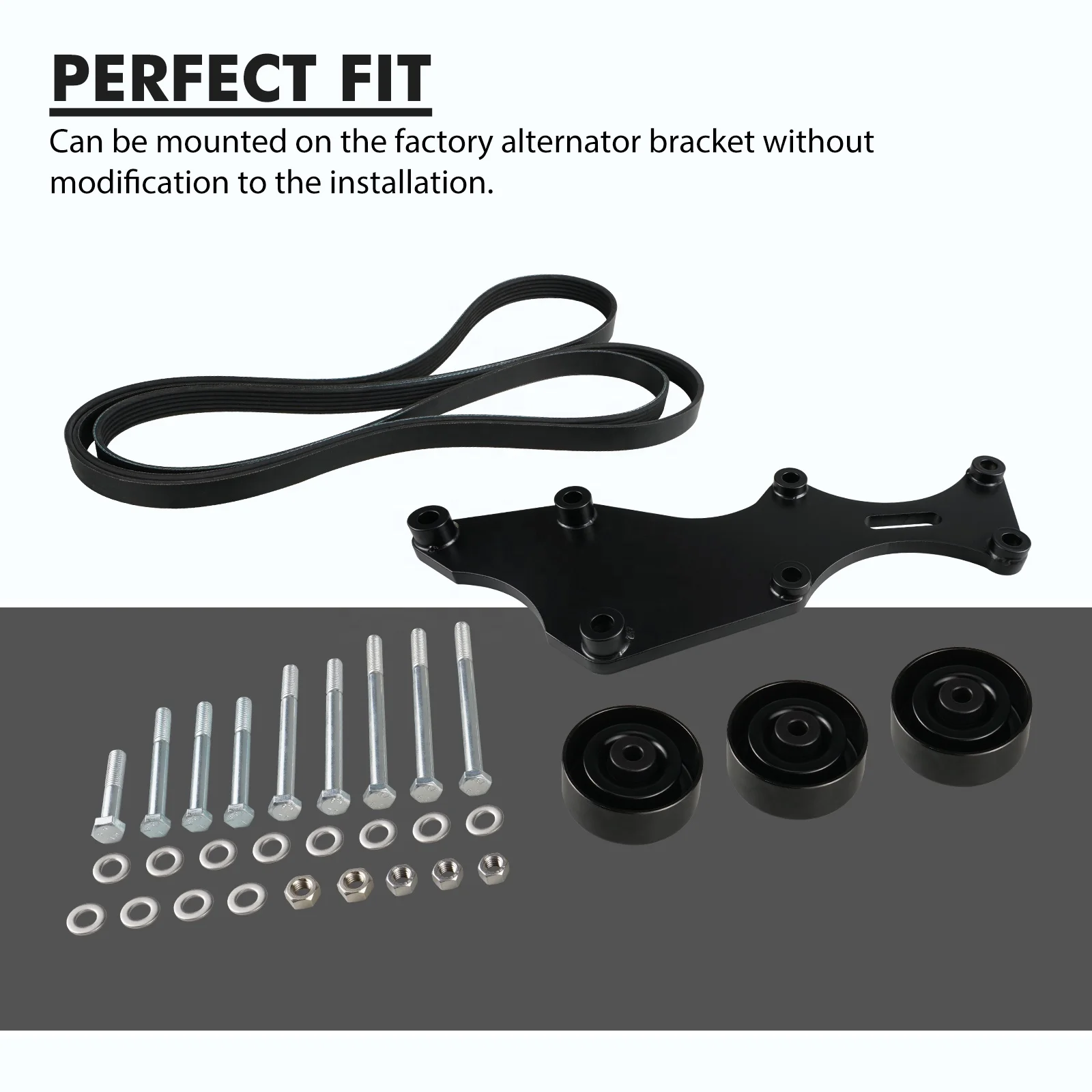 Bevinsee Steel Vortec V8 Gas Engines LS Triple Alternator Bracket Kit For Chevy For GM 4.8L 5.3L 6.0L 6.2L 2000-2011 2012 2013