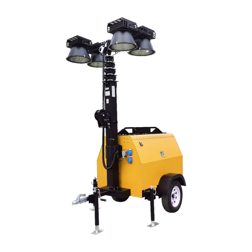 9m 1000W*4 Telescopic  High Mast Diesel Outdoor Mobile Trailer Light Tower