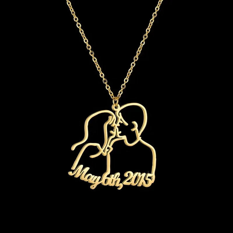 Personalized custom stainless steel jewelry foot charm with logo  double layered name necklace