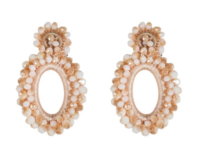 Wholesale New Bohemian Earrings Hoop Earrings Crystal Faceted Beads Handmade Long Earrings