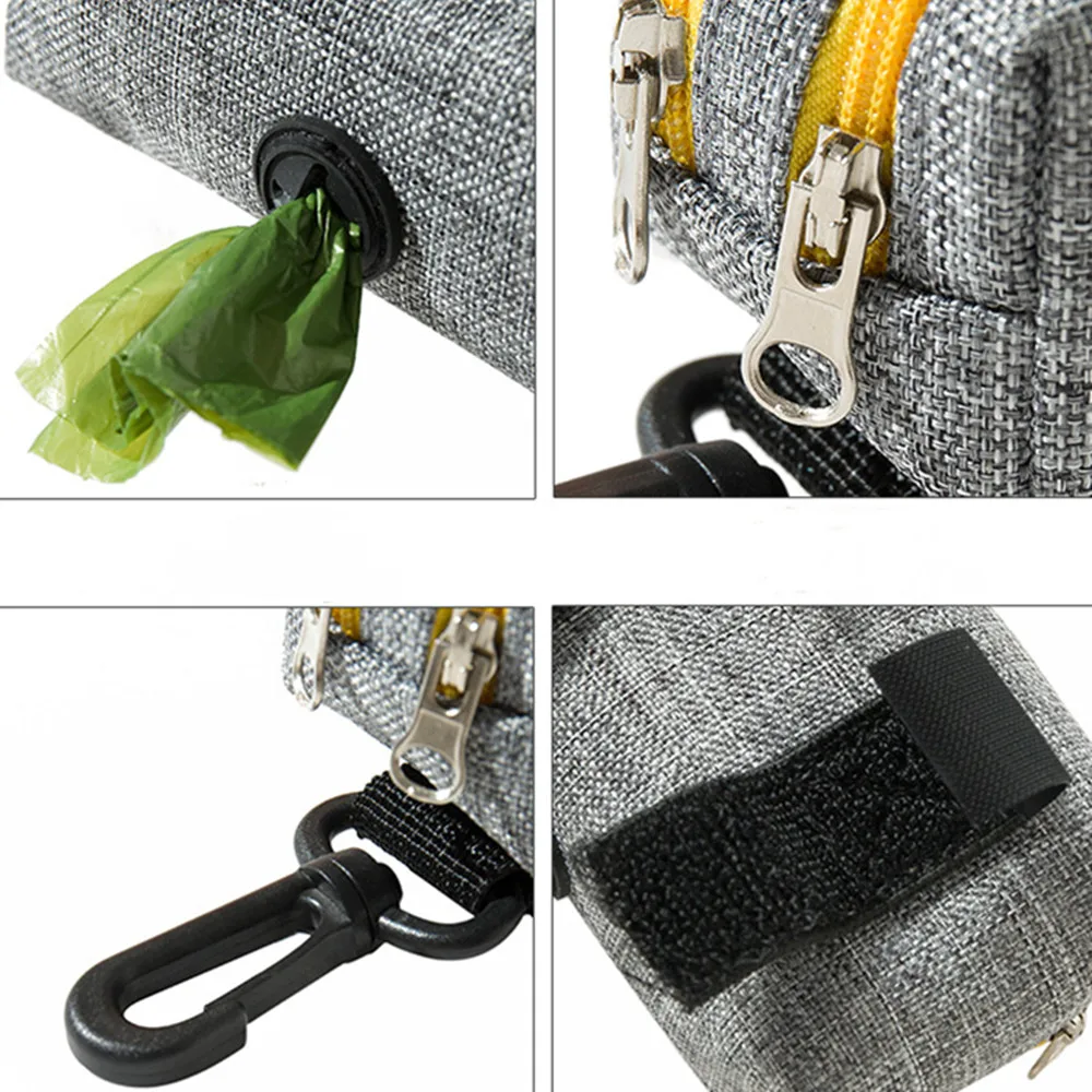 Oxford Pet garbage bag double zip Outdoor pet stool collection bag dog waste bag dispenser take out with dog leash