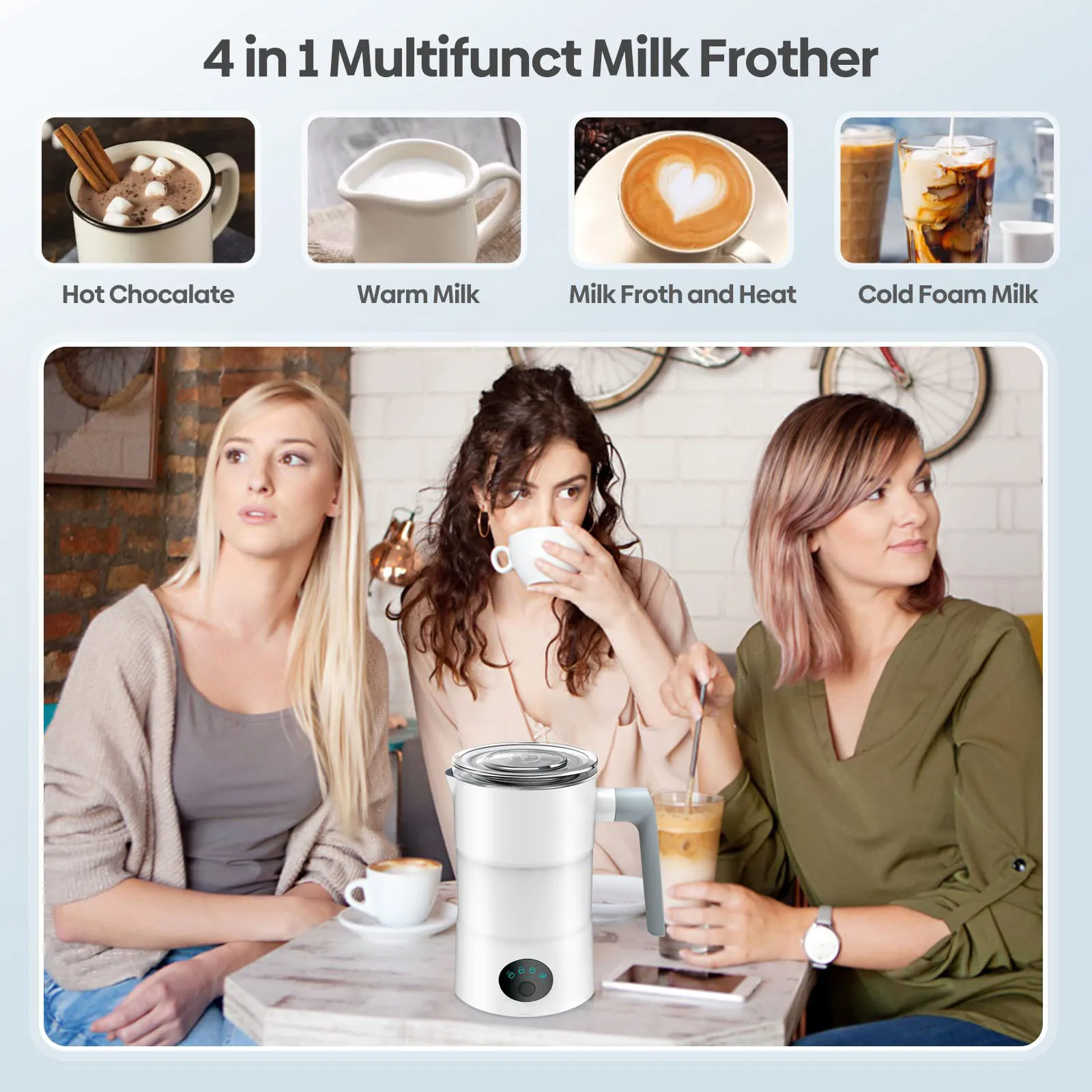 Automatic Milk Frother Electrical  Milk Steamer  Hot  Hot Chocolate