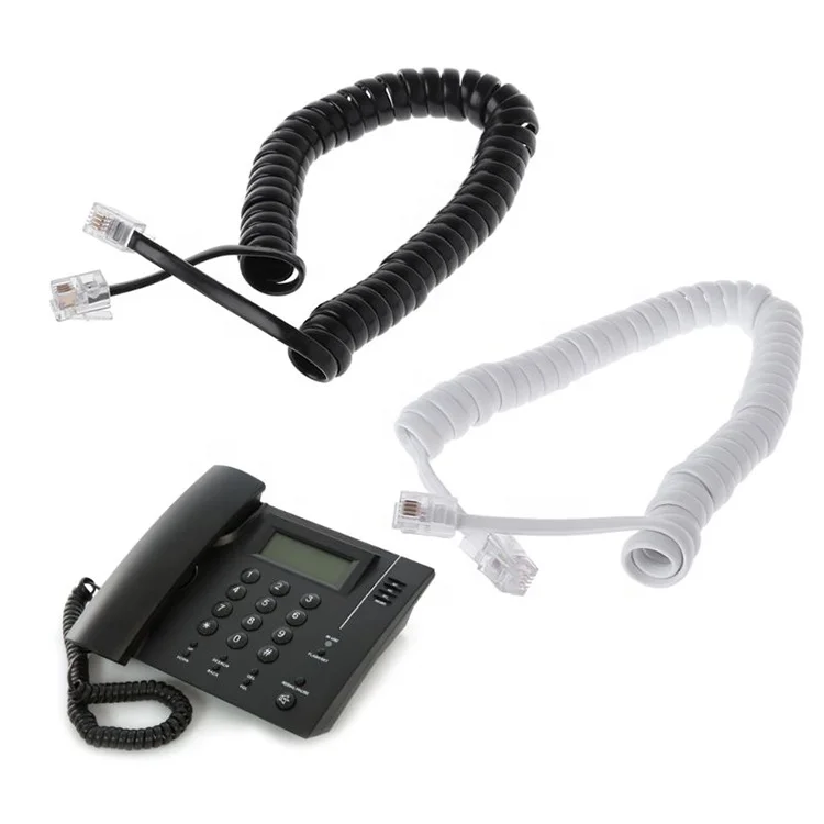  OEM спиральный пружинный RJ9 4P4C RJ11 черный белый плоский Cat3 ADSL телефонный