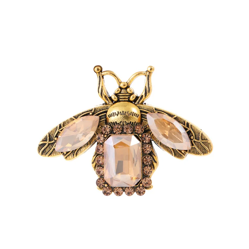 DRAL1308 Fashionable Baroque Feng Shui Diamond Bee Brooch European Insect Collar Pin Retro Palace Dress Accessories