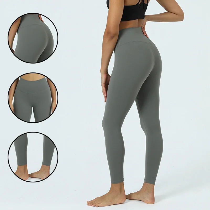 al logo Zumba wear Yoga pants nude feeling no embarrassment line high waist elastic waist peach hip fitness pants Leggings for f