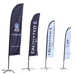 ADMAX Outdoor Flying Banner Promotion Custom Printed Advertising Feather Teardrop Flag Bali Bow Beach Flag With Corss Base