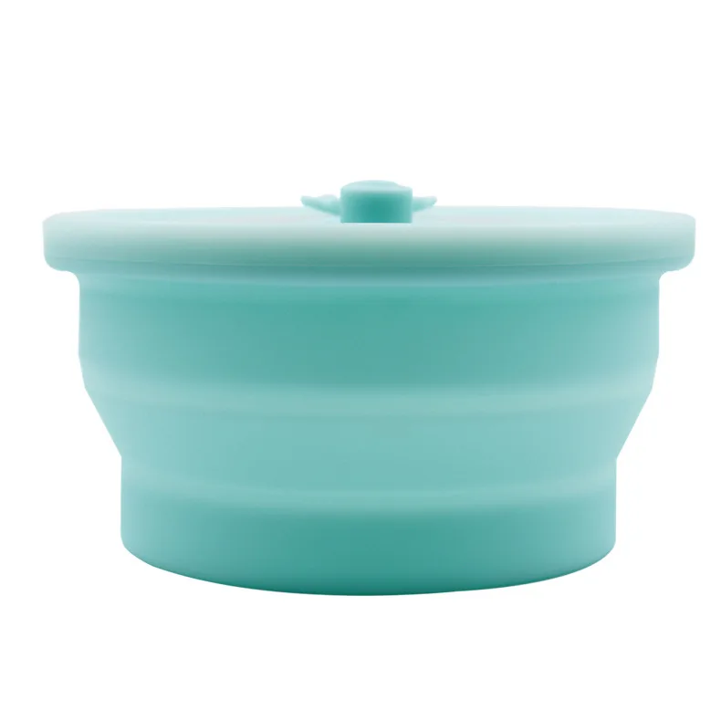 Bpa Free Foldable Silicone Lunch Boxes for Kids Collapsible Airtight Food Storage Containers with Silicone Lid