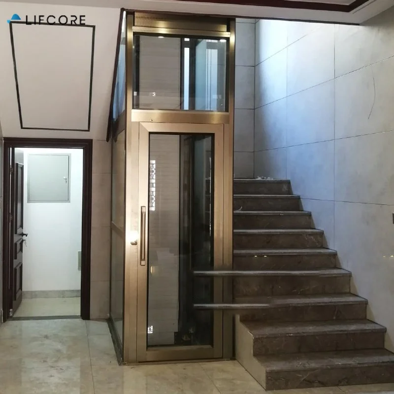 Aluminium shaft small footprint mini house lift elevators small home with safety rope