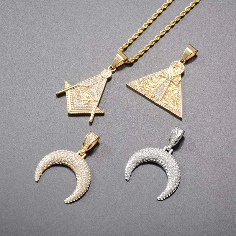 Creative Design Luxury Necklace Jewelry Stainless Steel Mason Pendant Stone Necklace