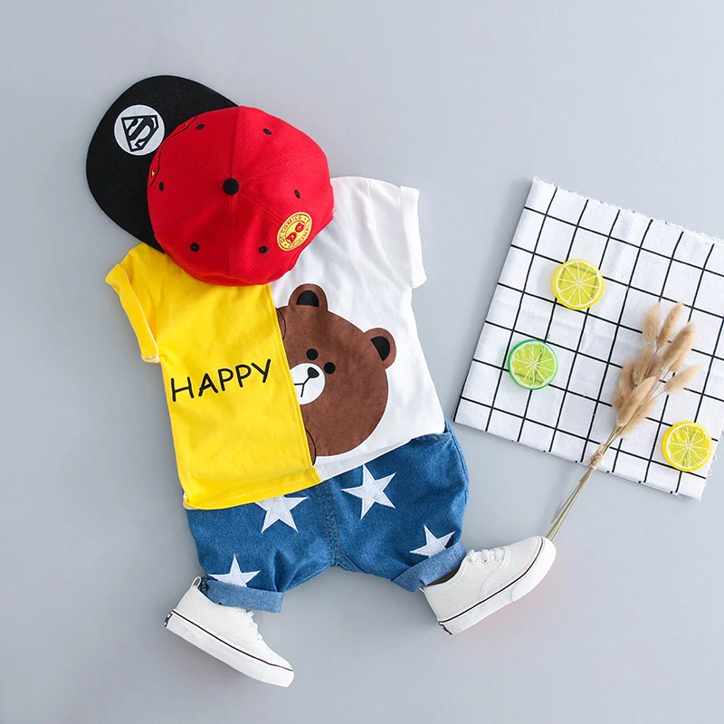 Lovely short sleeve boy kids clothing sets