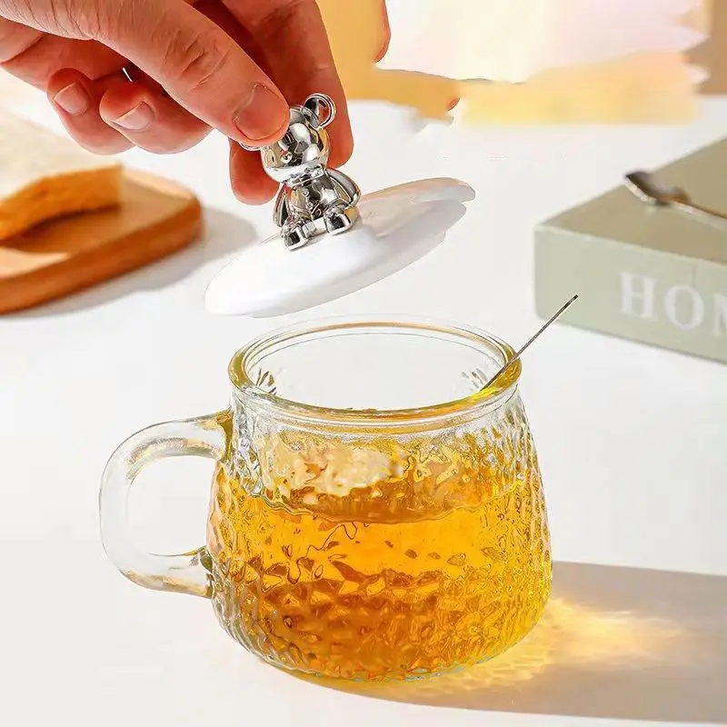 3D медведь мультяшная чашка для воды Милая животная кофейная кружка стеклянная чая молочный напиток детей с ручкой