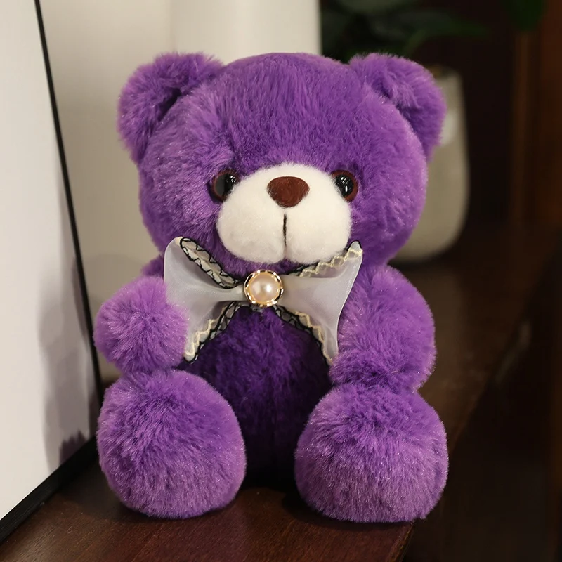 20cm Super Soft Adorable Colorful Small Teddy Bear Sitting Bear with Bow
