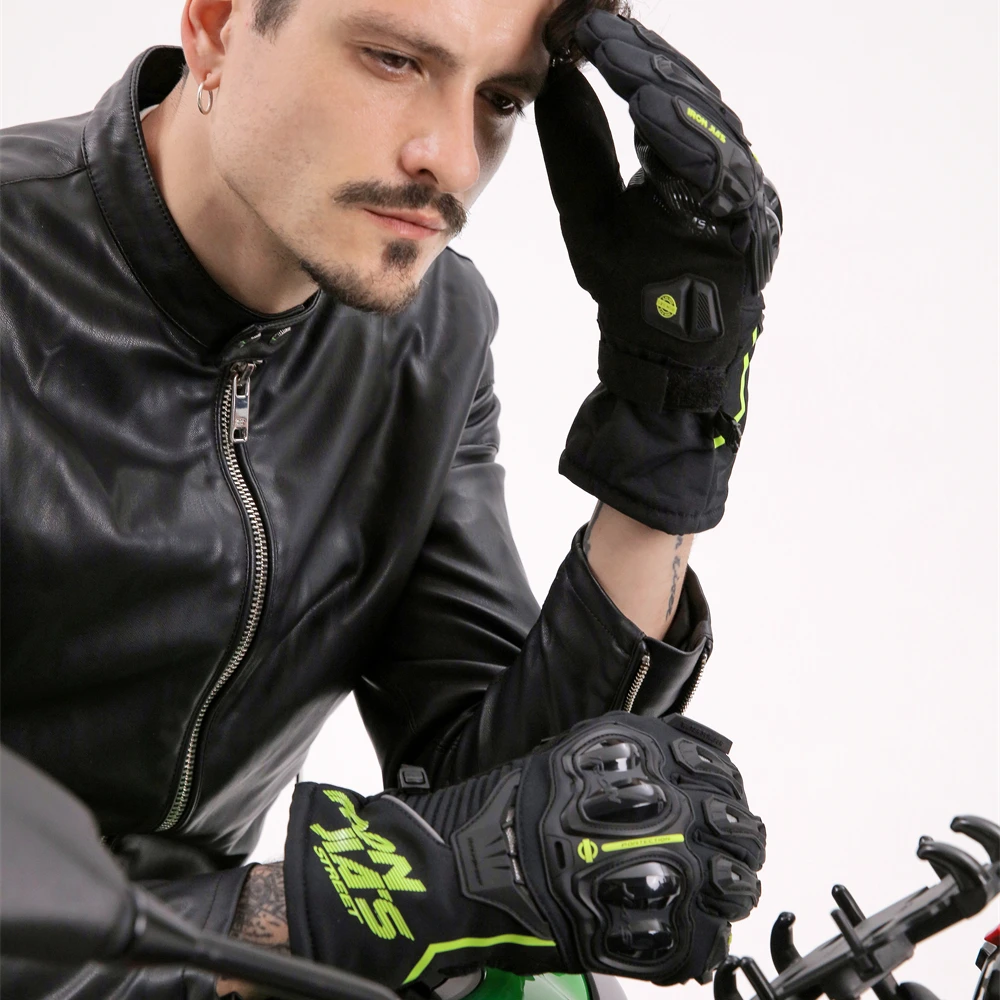 Длинные Мотоциклетные Перчатки из углеродного волокна на заказ, защитные Зимние перчатки для сенсорного экрана