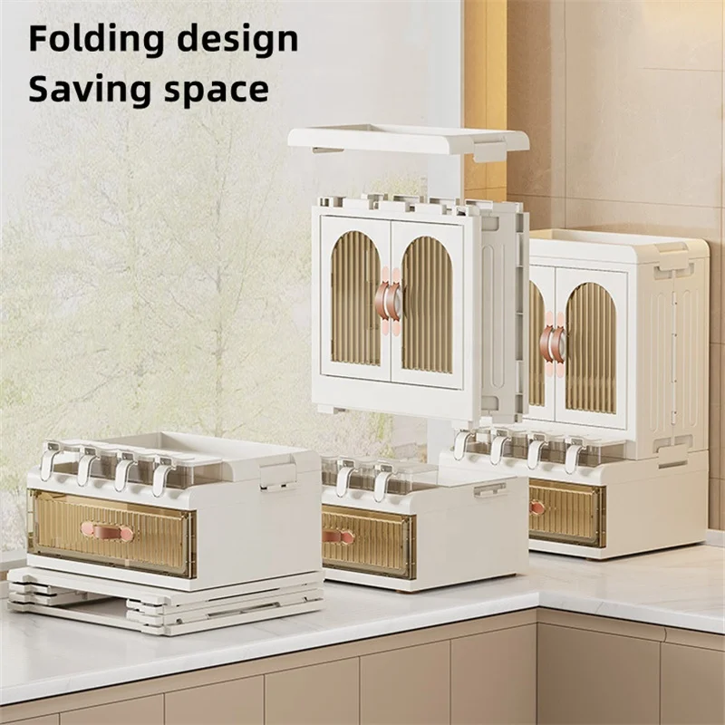 Multilayer spice racks kitchen storage organizer Countertop spoon chopsticks knife holder Foldable seaoning bottle storage box