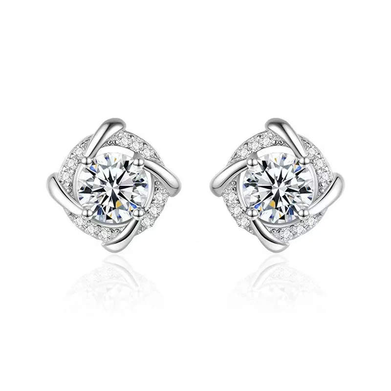 Fashion Light Luxury INS Women Jewelry Earrings Imitation Moissanite Zircon 925 Silver Brass Wedding Gift